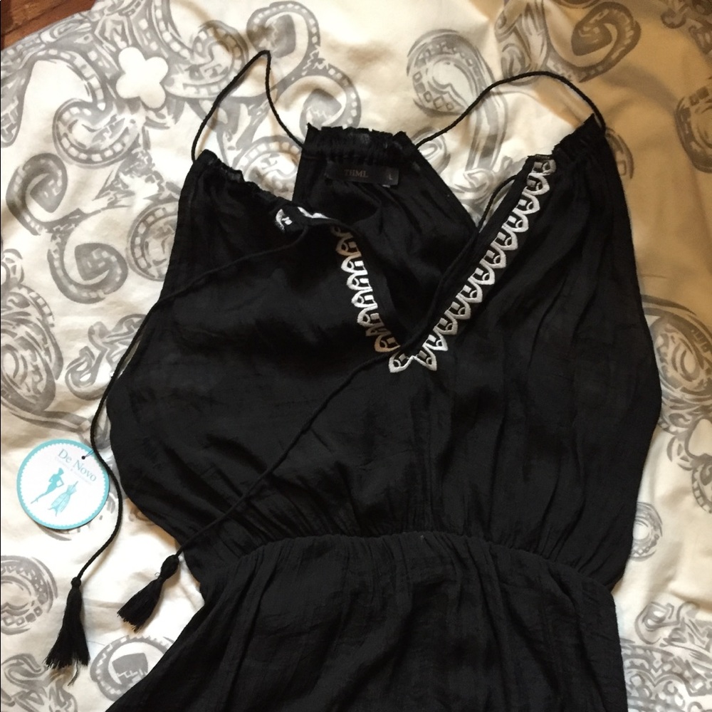 NWT! THML Grecian Black Maxi Dress w Slit L